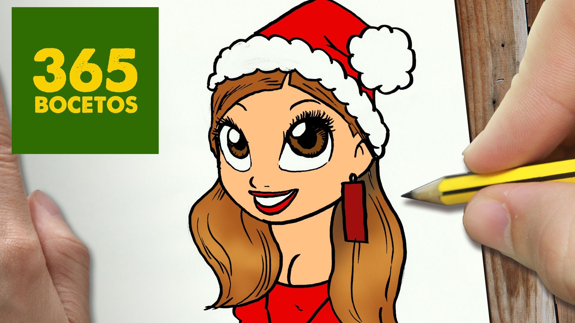 COMO DIBUJAR ARIANA GRANDE PARA NAVIDAD PASO A PASO: Dibujos kawaii navideños - draw Ariana Grande