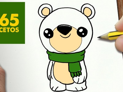 COMO DIBUJAR UN OSO POLAR PARA NAVIDAD PASO A PASO: Dibujos kawaii navideños - draw a polar bear