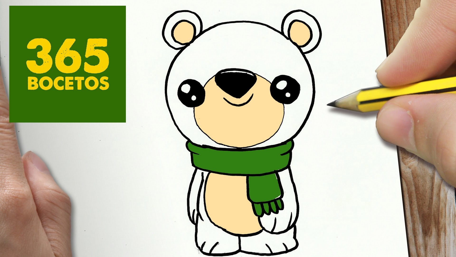COMO DIBUJAR UN OSO POLAR PARA NAVIDAD PASO A PASO: Dibujos kawaii navideños - draw a polar bear