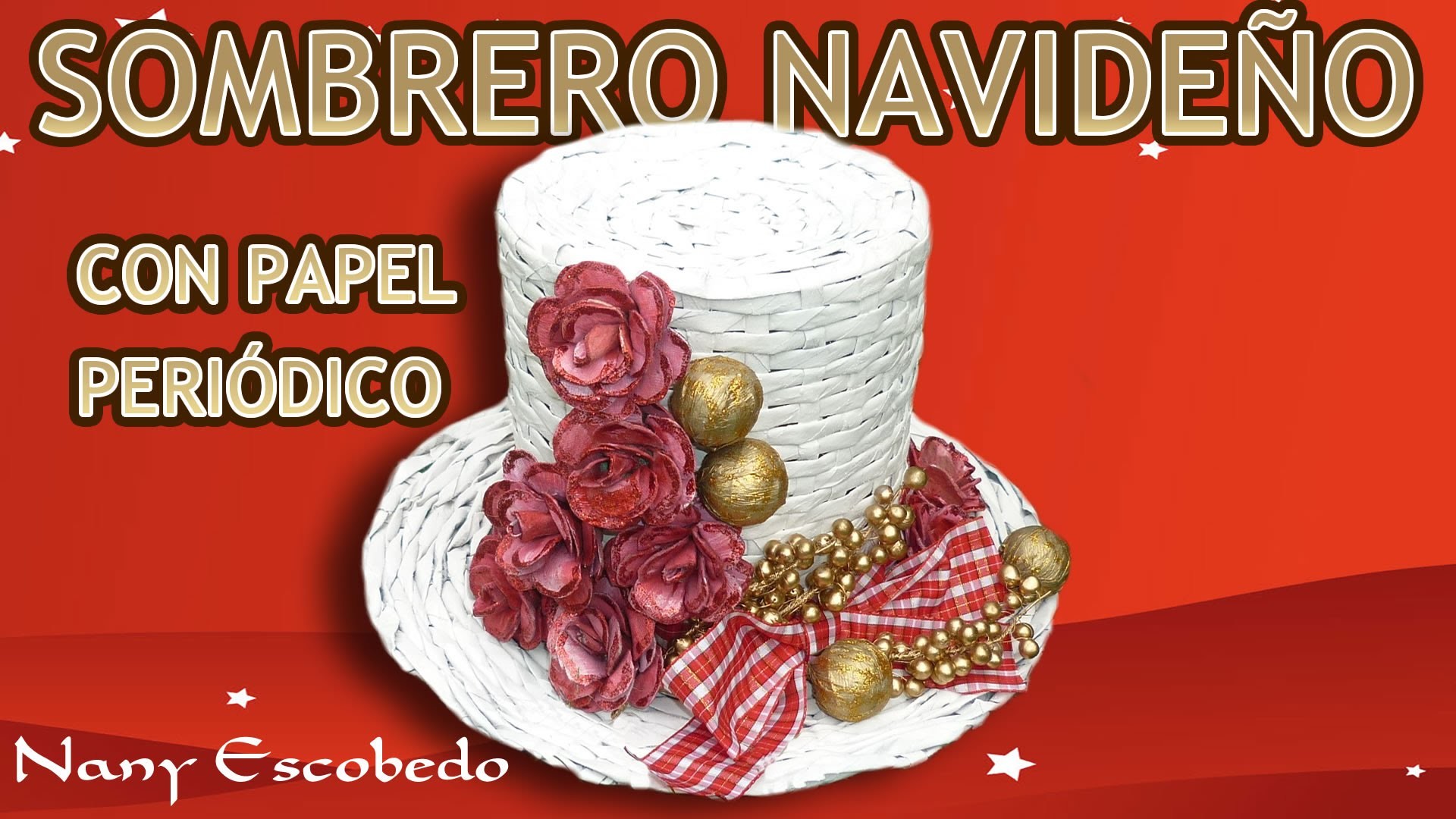 SOMBRERO NAVIDEÑO CON PAPEL PERIÓDICO. Christmas hat with newspaper