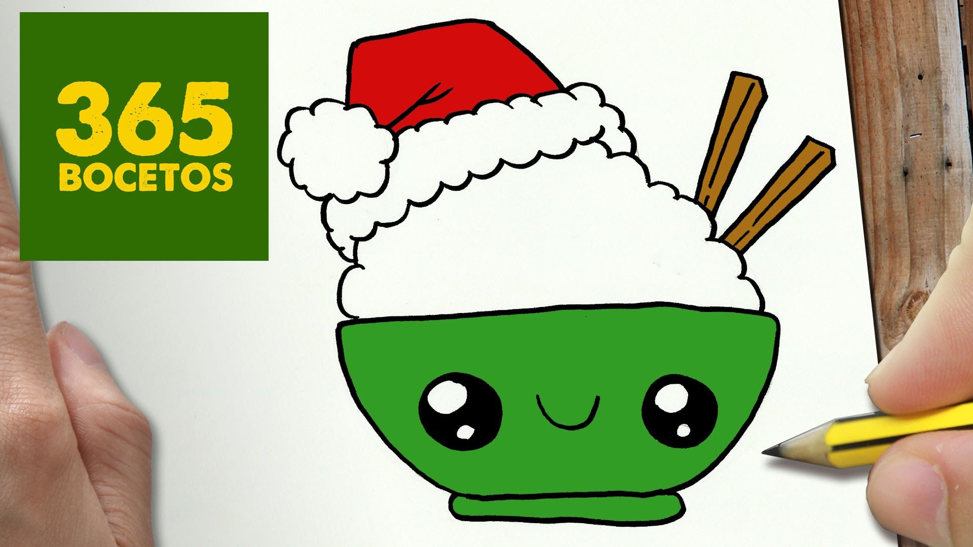 COMO DIBUJAR A ARROZPARA NAVIDAD PASO A PASO: Dibujos kawaii navideños - How to draw a rice