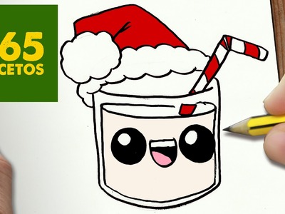 COMO DIBUJAR LECHE PARA NAVIDAD PASO A PASO: Dibujos kawaii navideños - How to draw a Milk