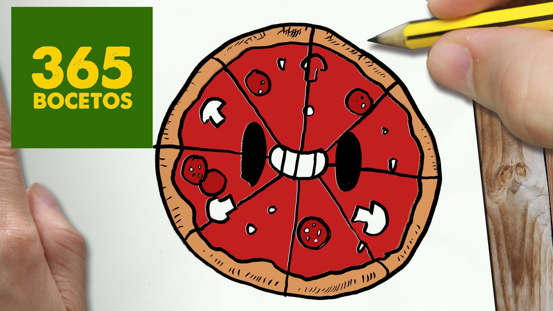 COMO DIBUJAR PIZZA KAWAII PASO A PASO - Dibujos kawaii faciles - How to draw a PIZZA