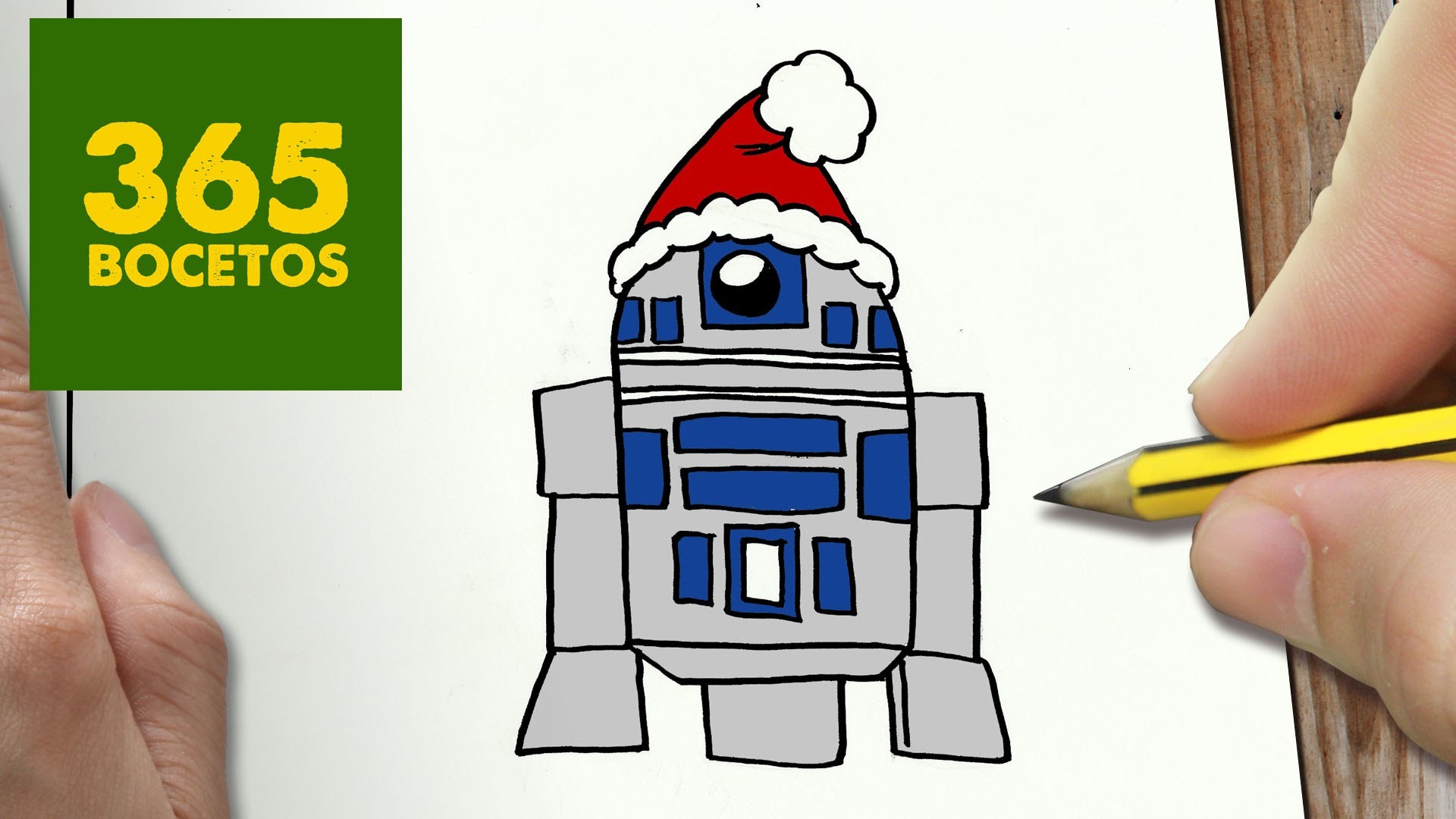 COMO DIBUJAR R2-D2 PARA NAVIDAD PASO A PASO: Dibujos kawaii navideños - How to draw a R2-D2