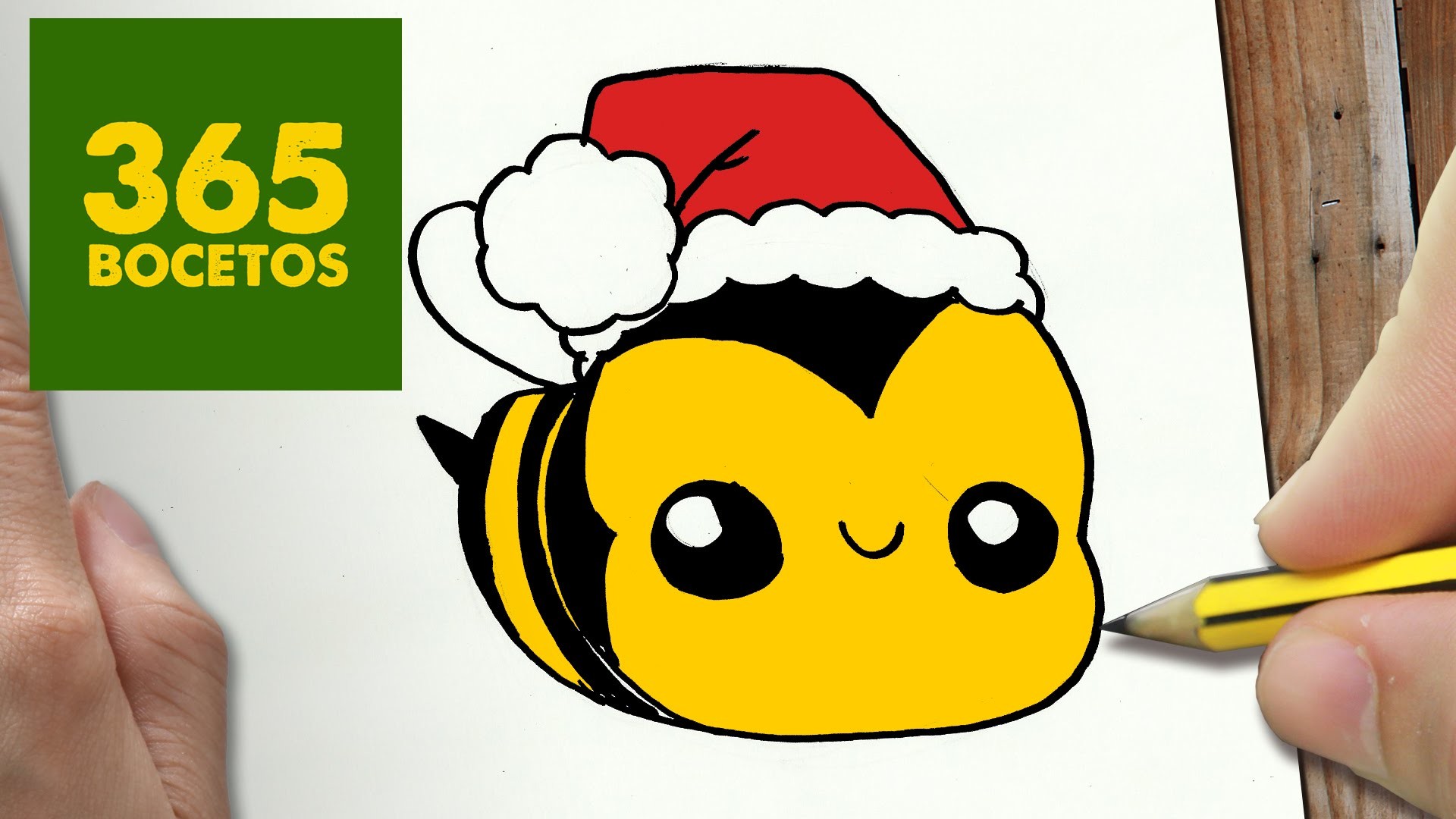 COMO DIBUJAR UN ABEJA PARA NAVIDAD PASO A PASO: Dibujos kawaii navideños - How to draw a BEE