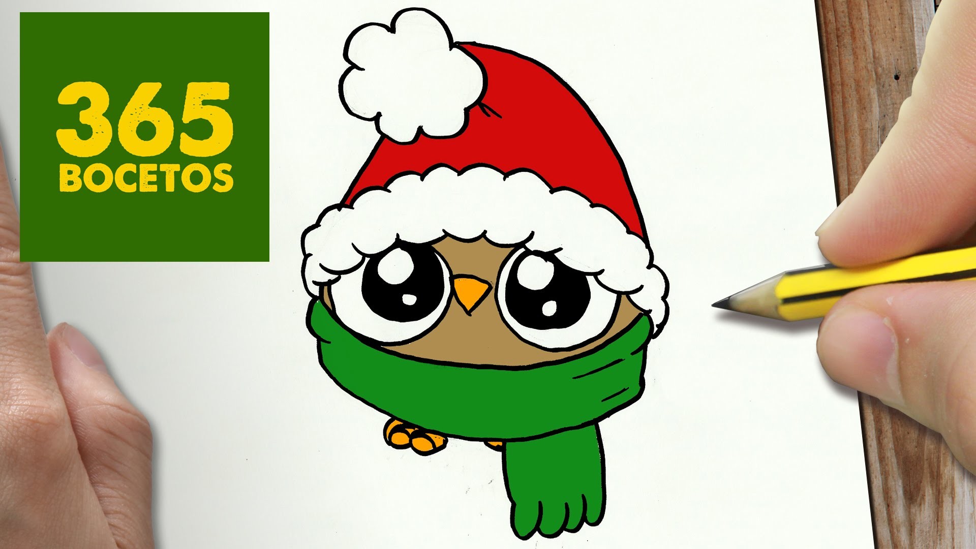 COMO DIBUJAR UN BUHO PARA NAVIDAD PASO A PASO: Dibujos kawaii navideños - How to draw a owl