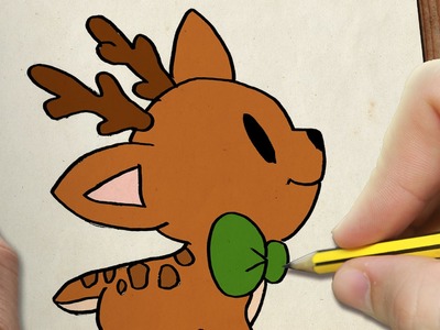 COMO DIBUJAR UN CIERVO PARA NAVIDAD PASO A PASO: Dibujos kawaii navideños - How to draw a deer