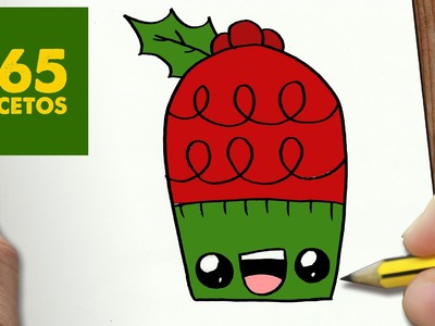 COMO DIBUJAR UN CUPCAKE PARA NAVIDAD PASO A PASO: Dibujos kawaii navideños - How to draw a Cupcake
