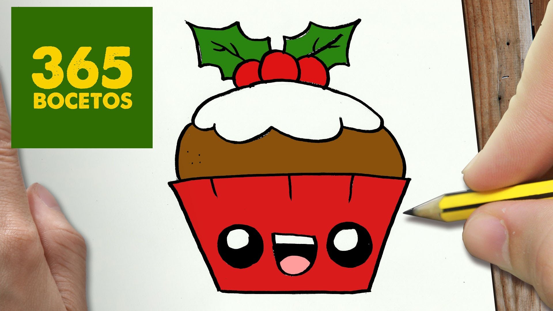 COMO DIBUJAR UN CUPCAKE PARA NAVIDAD PASO A PASO: Dibujos kawaii navideños - How to draw a cupcake