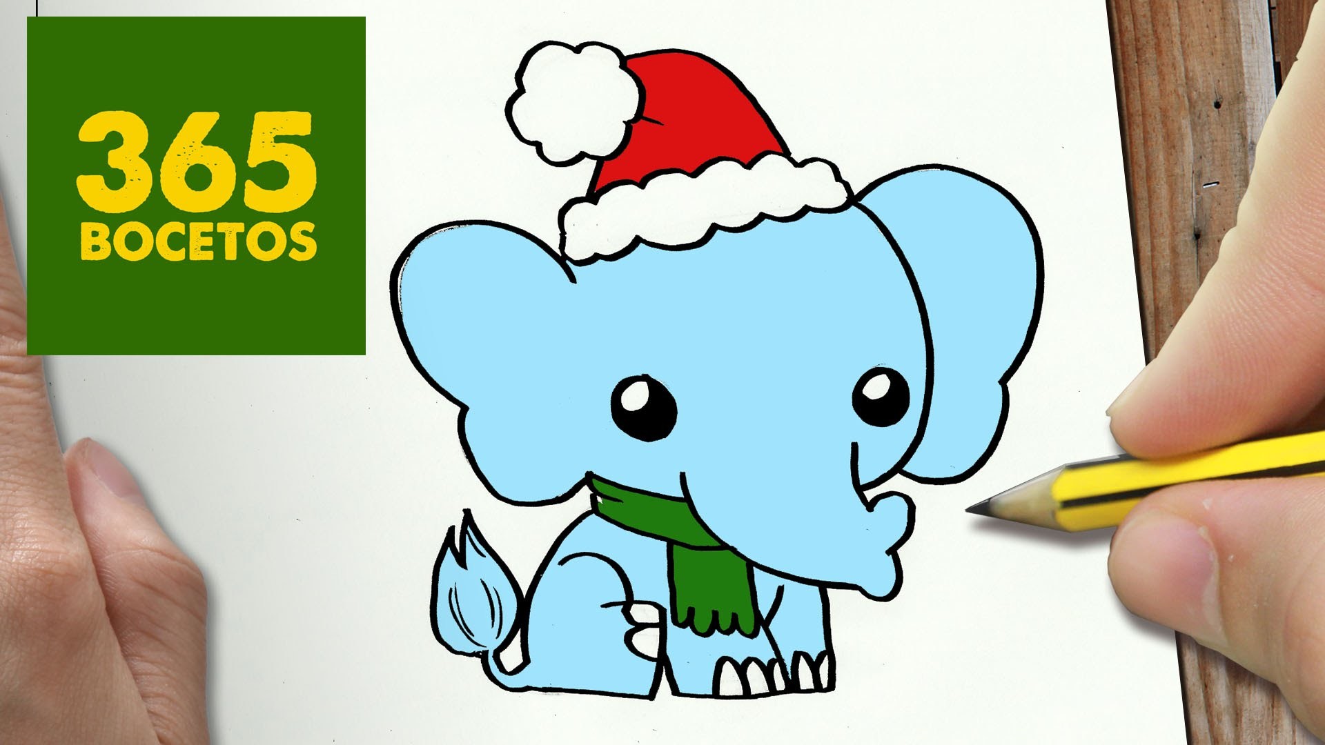 COMO DIBUJAR UN ELEFANTE PARA NAVIDAD PASO A PASO: Dibujos kawaii navideños - How to draw a elephant