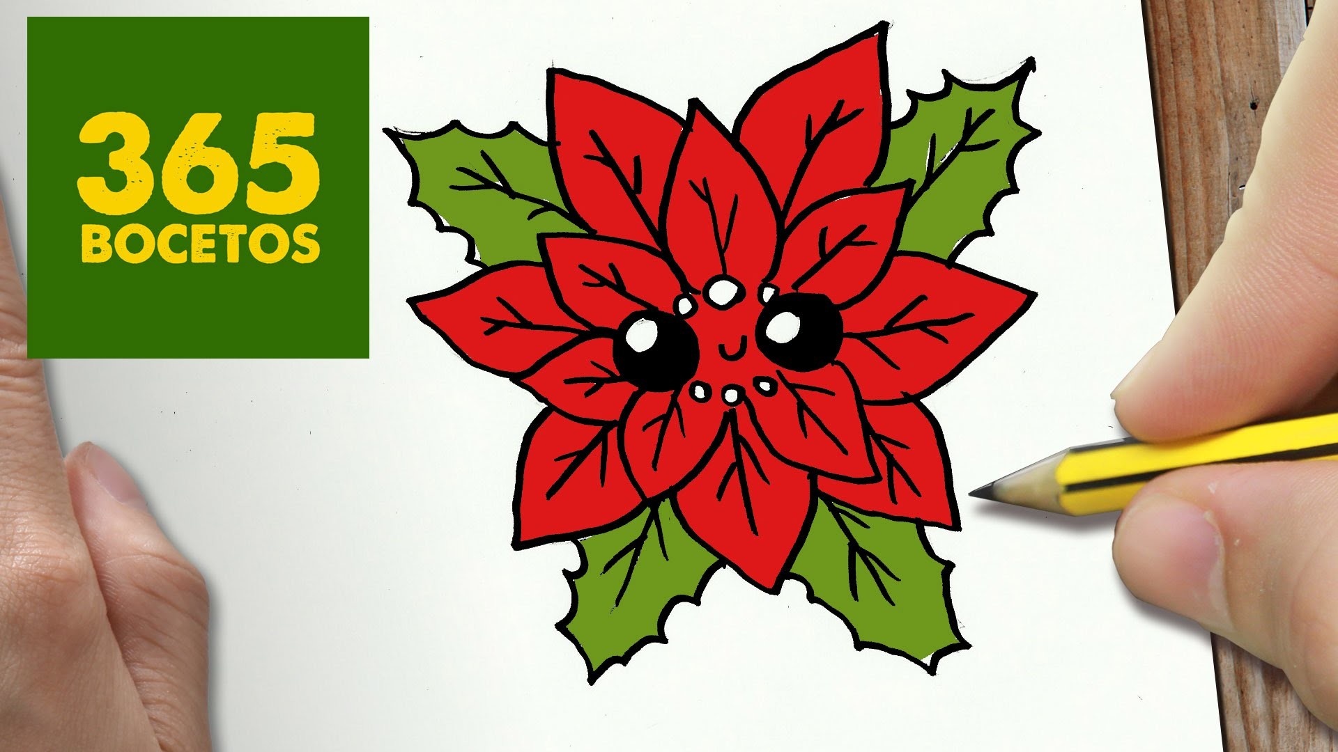 COMO DIBUJAR UN FLOR PARA NAVIDAD PASO A PASO: Dibujos kawaii navideños - How to draw a flower