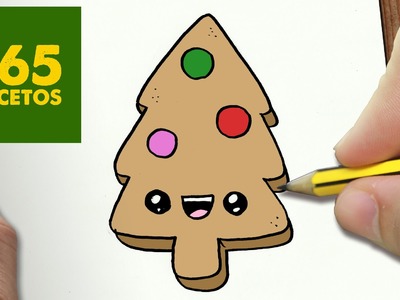 COMO DIBUJAR UN GALLETA ARBOL PARA NAVIDAD PASO A PASO: Dibujos kawaii navideños -  draw a cookie