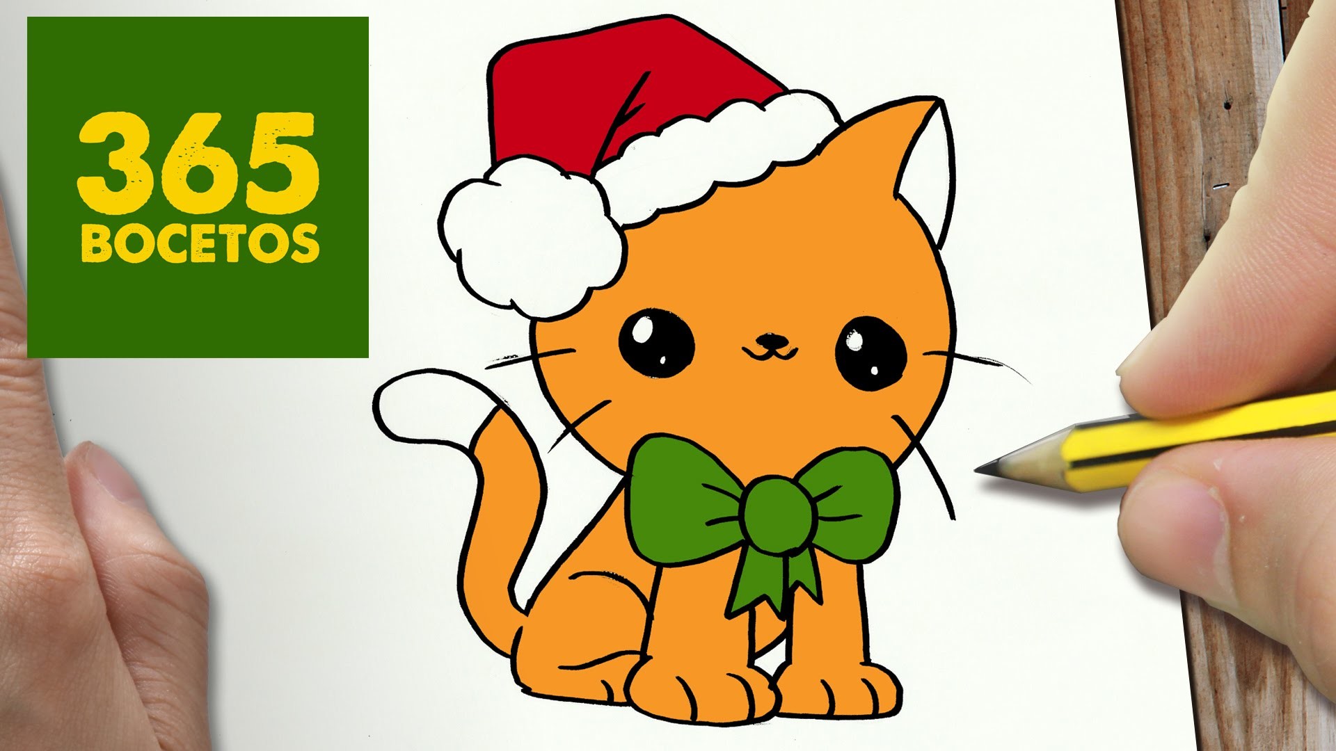 COMO DIBUJAR UN GATO PARA NAVIDAD PASO A PASO: Dibujos kawaii navideños - How to draw a Cat