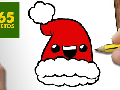 COMO DIBUJAR UN GORRO PARA NAVIDAD PASO A PASO: Dibujos kawaii navideños - How to draw a hat