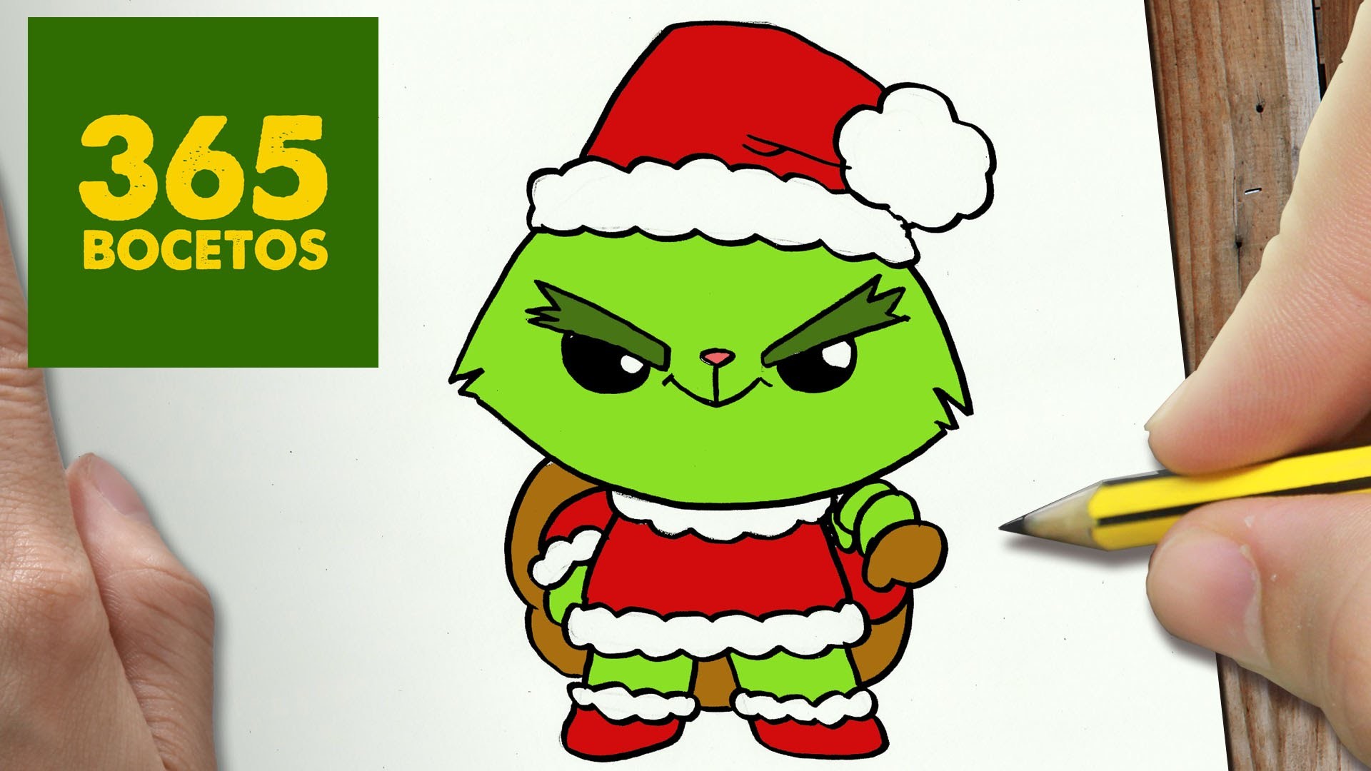 COMO DIBUJAR UN GRINCH PARA NAVIDAD PASO A PASO: Dibujos kawaii navideños - How to draw a Grinch