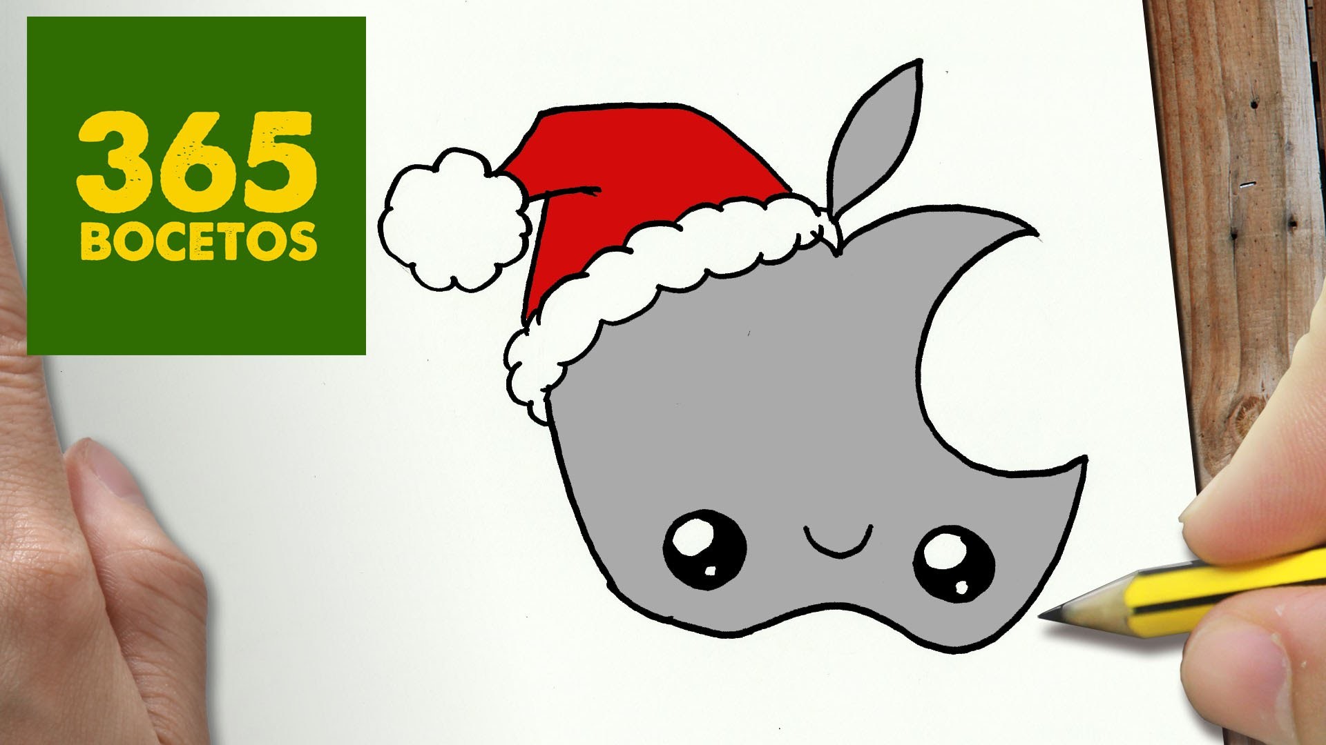 COMO DIBUJAR UN LOGO APPLE PARA NAVIDAD PASO A PASO: Dibujos kawaii navideños - draw a Logo Apple