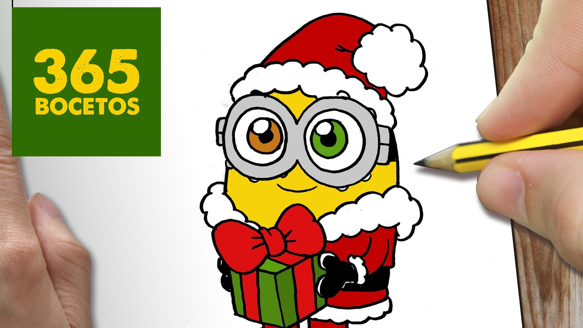 COMO DIBUJAR UN MINION PARA NAVIDAD PASO A PASO: Dibujos kawaii navideños - How to draw a Minion