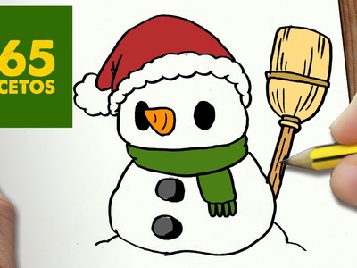 COMO DIBUJAR UN MUÑECO DE NIEVE PARA NAVIDAD PASO A PASO: Dibujos kawaii navideños -  draw a SNOWMAN