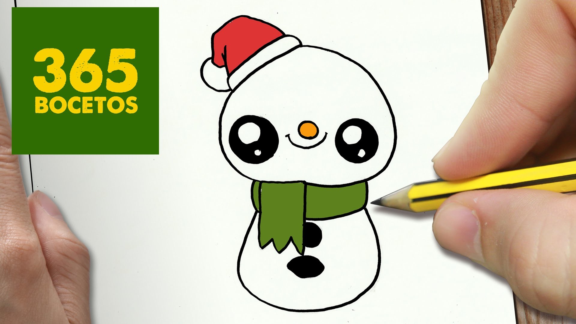 COMO DIBUJAR UN MUÑECO DE NIEVE PARA NAVIDAD PASO A PASO: Dibujos kawaii navideños - draw a SNOWMAN