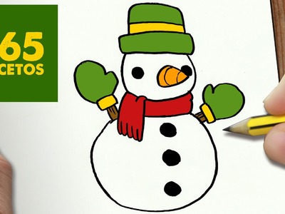 COMO DIBUJAR UN MUÑECO DE NIEVE PARA NAVIDAD PASO A PASO: Dibujos kawaii navideños - draw  Snowman