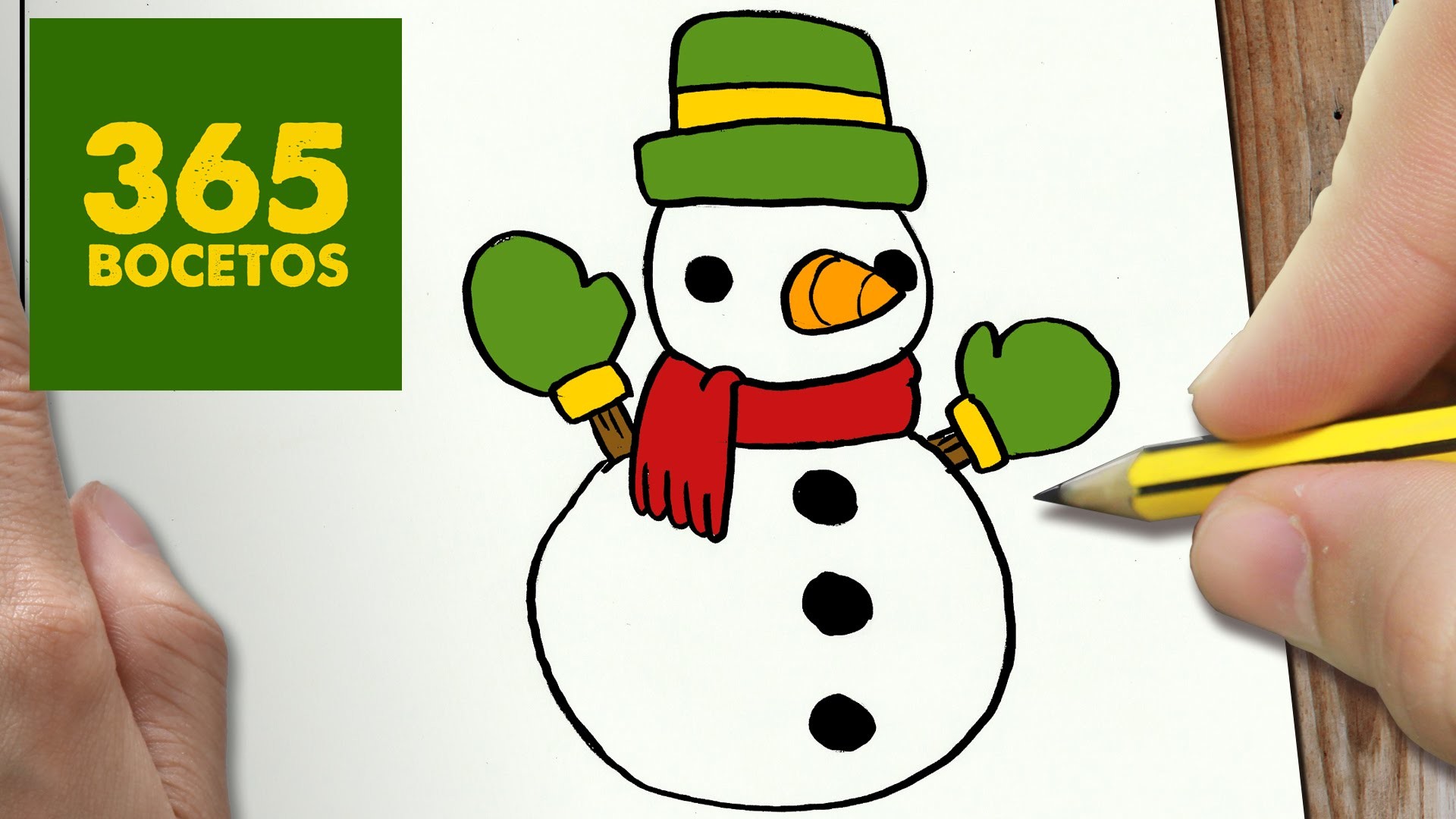 COMO DIBUJAR UN MUÑECO DE NIEVE PARA NAVIDAD PASO A PASO: Dibujos kawaii navideños - draw  Snowman