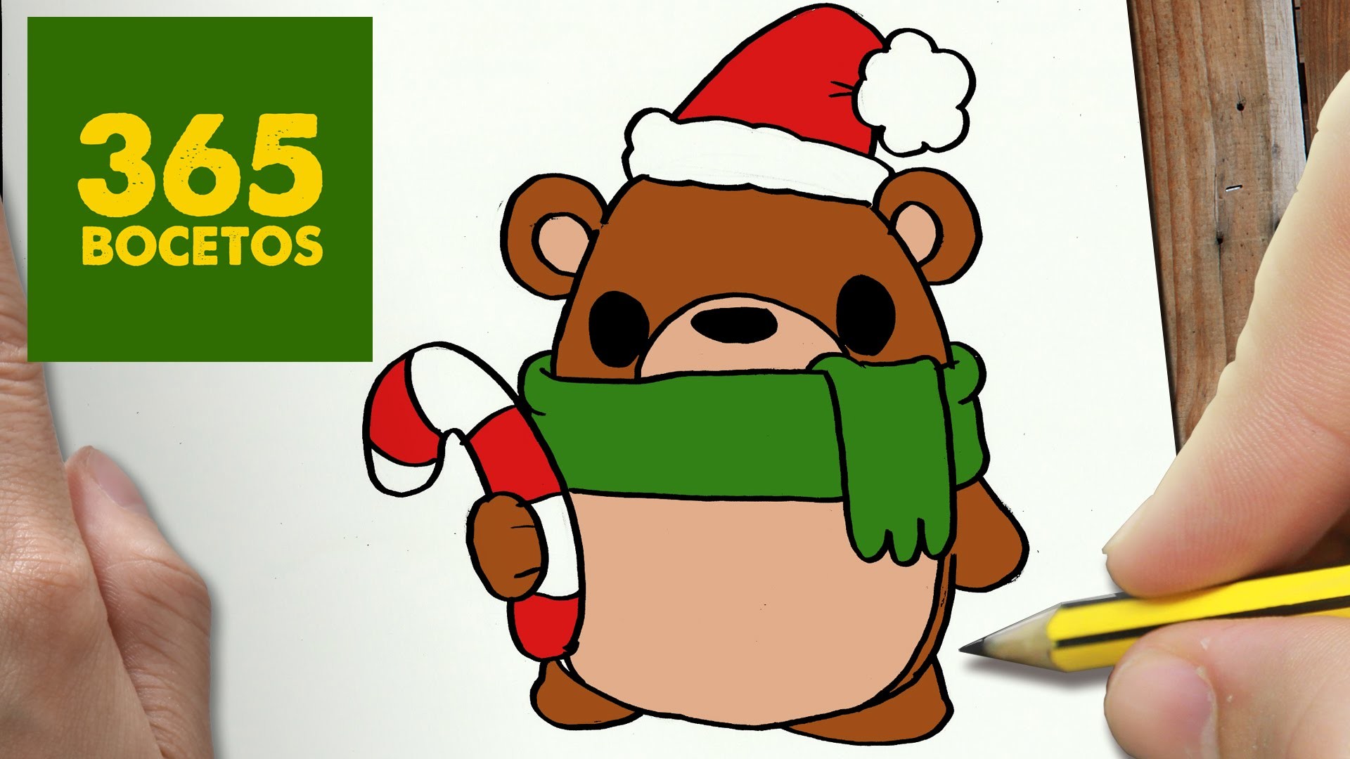 COMO DIBUJAR UN OSO PARA NAVIDAD PASO A PASO: Dibujos kawaii navideños - How to draw a bear