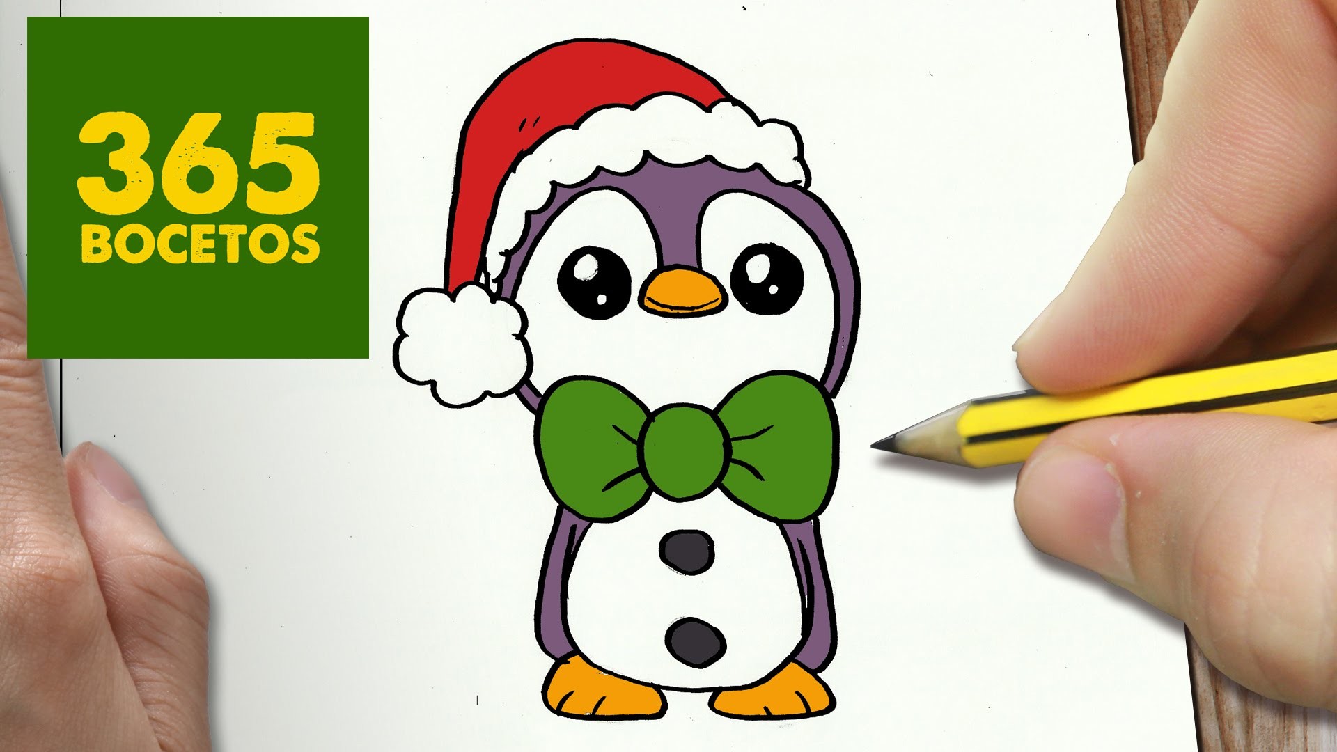 COMO DIBUJAR UN PINGUINO PARA NAVIDAD PASO A PASO: Dibujos kawaii navideños - How to draw a Penguin