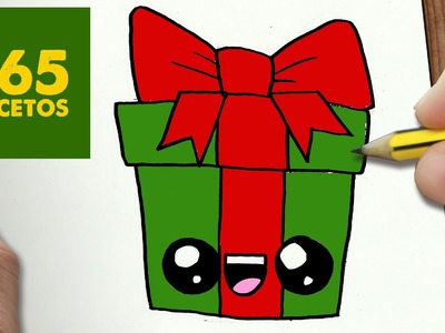 COMO DIBUJAR UN REGALO PARA NAVIDAD PASO A PASO: Dibujos kawaii navideños - How to draw a Gift