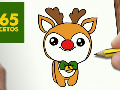 COMO DIBUJAR UN RUDOLF PARA NAVIDAD PASO A PASO: Dibujos kawaii navideños - How to draw a Rudolf