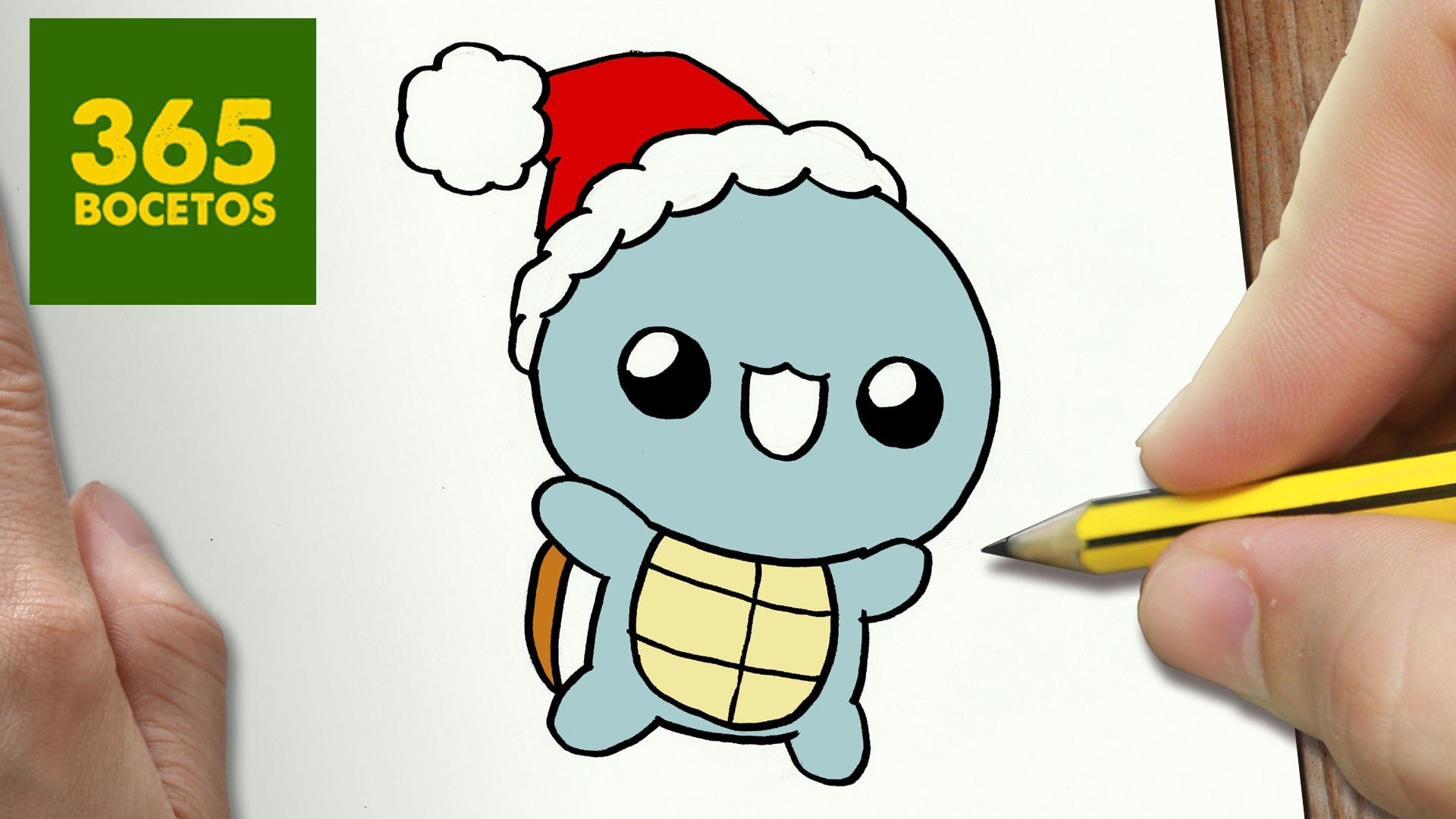 COMO DIBUJAR UN SQUIRTLE PARA NAVIDAD PASO A PASO: Dibujos kawaii navideños - How to draw a SQUIRTLE