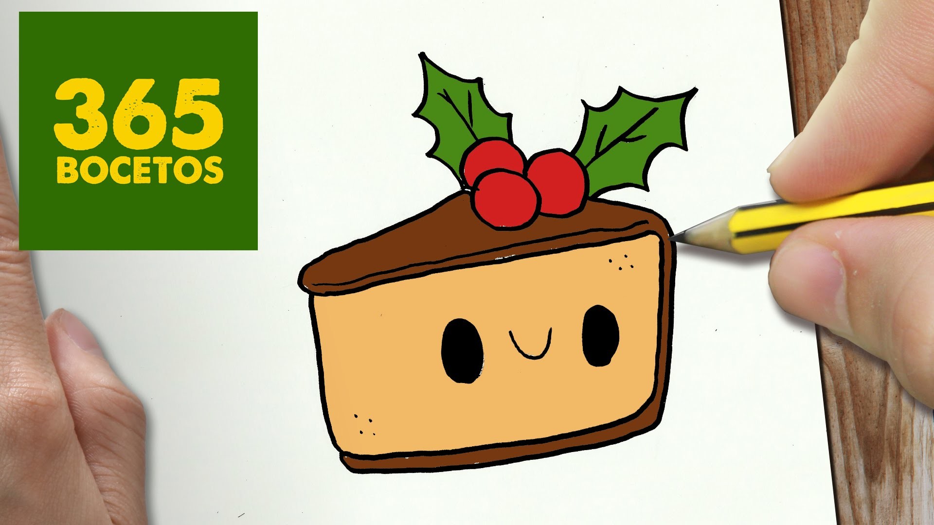COMO DIBUJAR UN TARTA PARA NAVIDAD PASO A PASO: Dibujos kawaii navideños - How to draw a Cake
