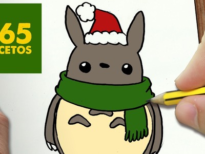 COMO DIBUJAR UN TOTORO PARA NAVIDAD PASO A PASO: Dibujos kawaii navideños - How to draw a Totoro