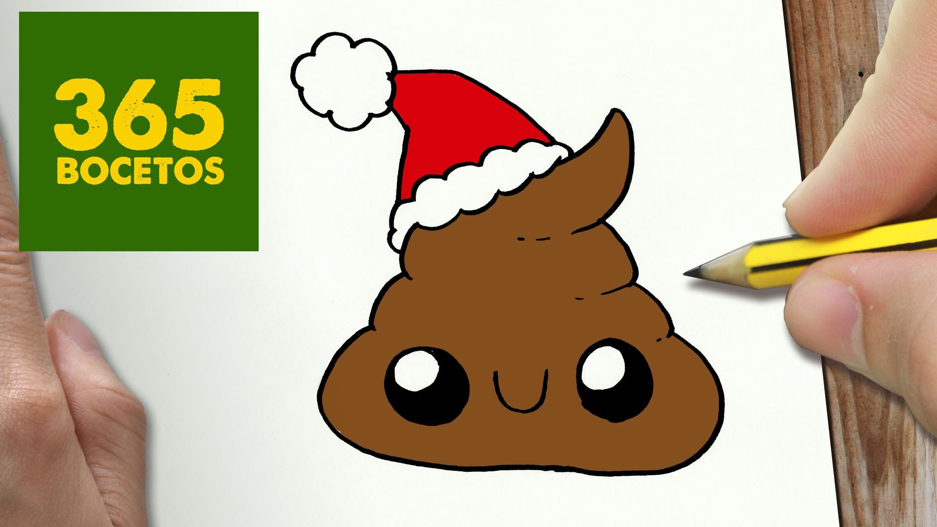 COMO DIBUJAR UNA CACA PARA NAVIDAD PASO A PASO: Dibujos kawaii navideños - How to draw a poop