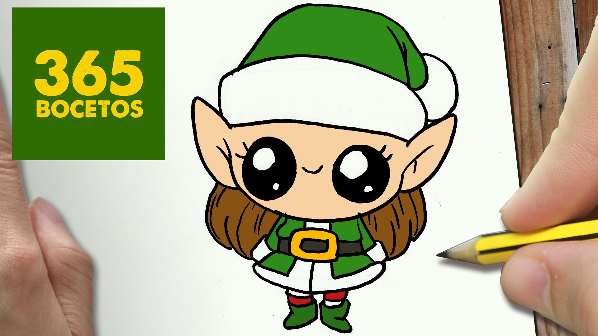 COMO DIBUJAR UNA ELFA PARA NAVIDAD PASO A PASO: Dibujos kawaii navideños - How to draw a Elfa
