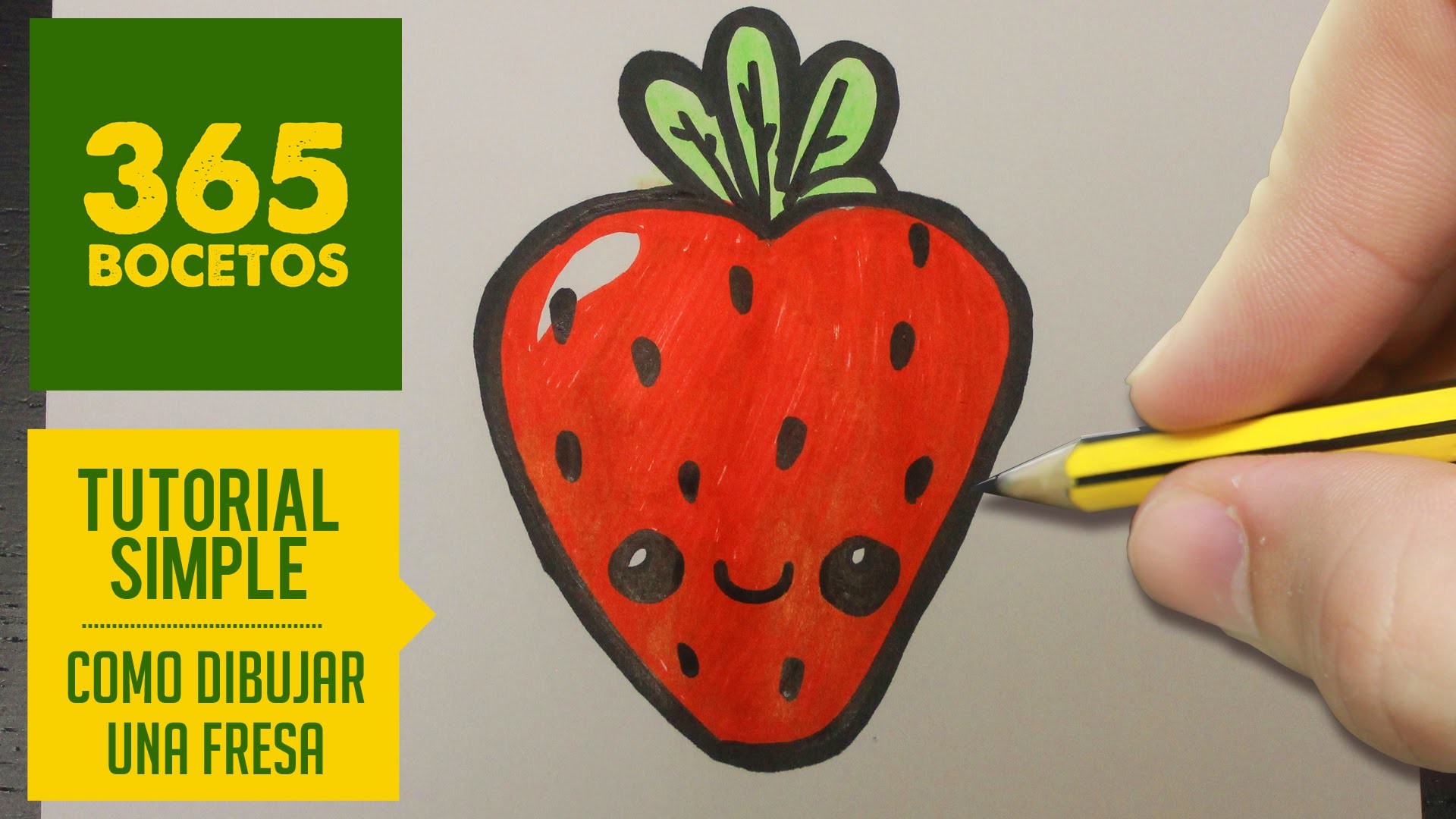 COMO DIBUJAR UNA FRESA KAWAII PASO A PASO - Dibujos kawaii faciles - How to draw a strawberry
