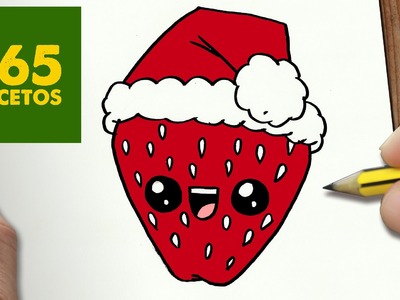 COMO DIBUJAR UNA FRESA PARA NAVIDAD PASO A PASO: Dibujos kawaii navideños - How to draw a Strawberry