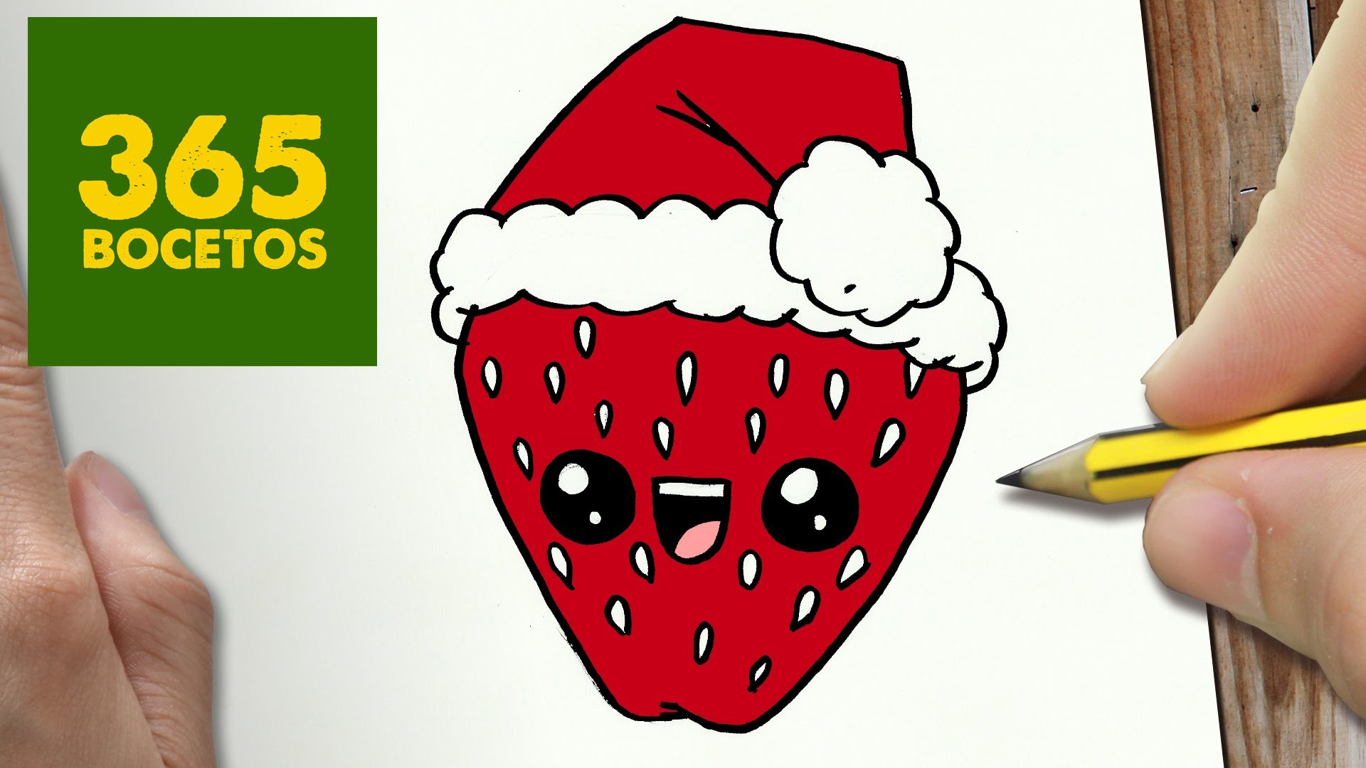 COMO DIBUJAR UNA FRESA PARA NAVIDAD PASO A PASO: Dibujos kawaii navideños - How to draw a Strawberry