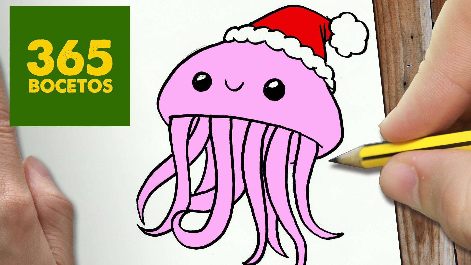 COMO DIBUJAR UNA MEDUSA PARA NAVIDAD PASO A PASO: Dibujos kawaii navideños - How to draw a jellyfish