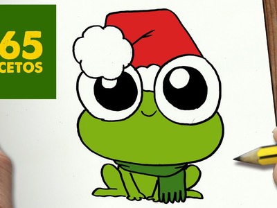 COMO DIBUJAR UNA RANA PARA NAVIDAD PASO A PASO: Dibujos kawaii navideños - How to draw a Frog