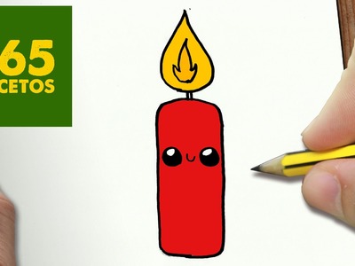 COMO DIBUJAR VELA PARA NAVIDAD PASO A PASO: Dibujos kawaii navideños - How to draw a candle
