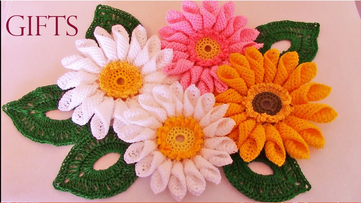 Como tejer fácil rápido ramo de margaritas para mamá-Make quick and easy knitting beautiful flowers
