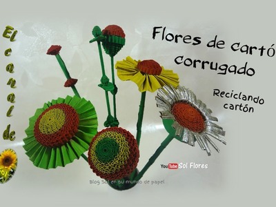 Flores de cartón corrugado   reciclando cartón - Flowers recycling corrugated cardboard