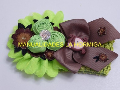 Tiaras boton rosas cinta, Pap balacas decoradas bebe, Lazos con flores de aplicacion