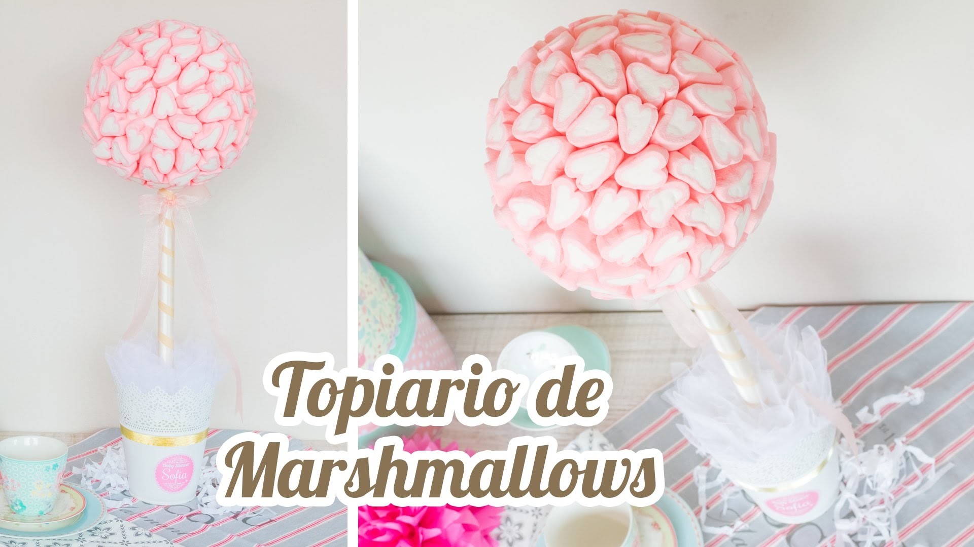 Topiario de Marshmallows Corazón | #10 Mesa dulce para Baby Shower | Quiero Cupcakes!