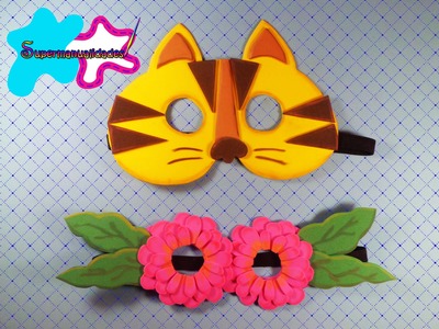 Antifaz de fomi (Gatito y flores) ∞SUPERMANUALIDADES∞