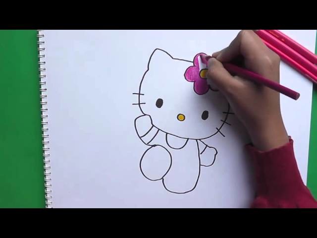 Dibujando y pintando a Hello Kitty - Drawing and painting to Hello Kitty