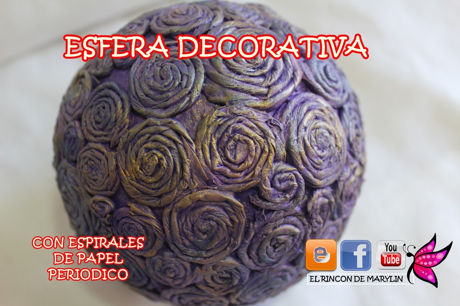 Esfera decorativa con espirales de periodico -  Decorative spheres with  newspaper  spirals