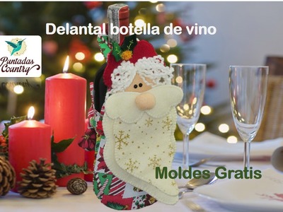 Adorno Navideño Delantal botella de vino; moldes gratis