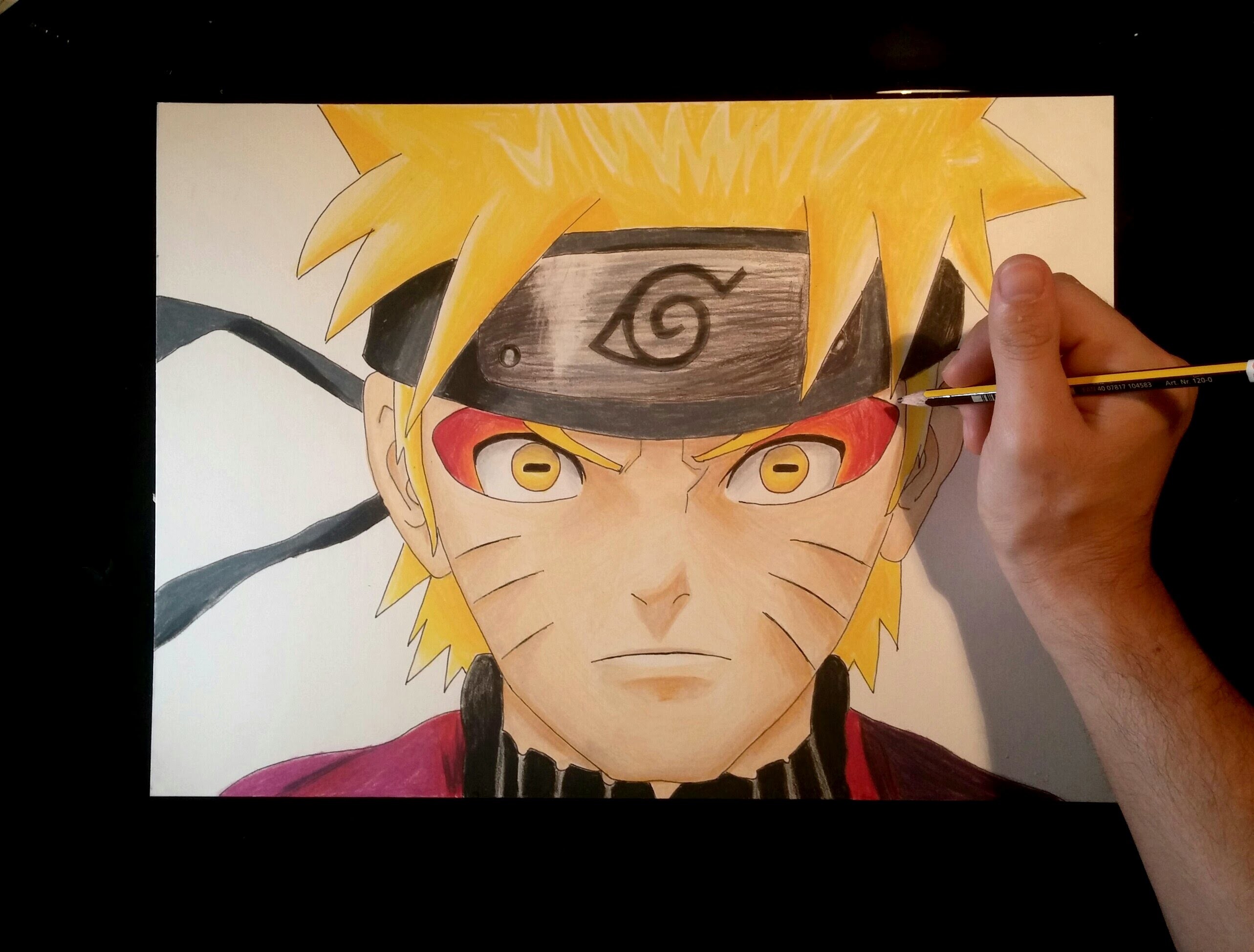 Cómo dibujar a Naruto modo Sabio.Ermitaño con lápices de colores | How to draw Naruto sage Mode