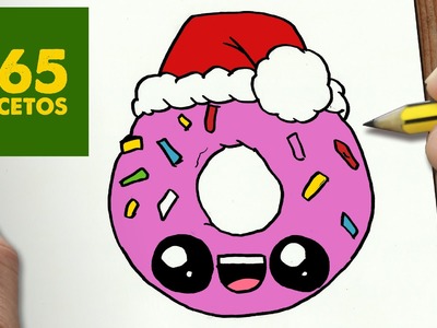 COMO DIBUJAR UN DONUT PARA NAVIDAD PASO A PASO: Dibujos kawaii navideños - How to draw a Donut